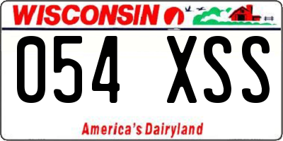 WI license plate 054XSS