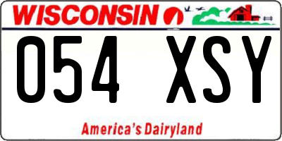 WI license plate 054XSY