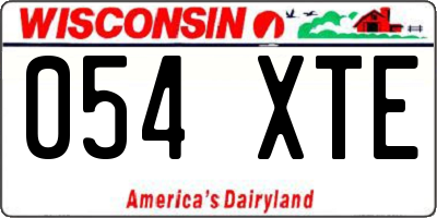 WI license plate 054XTE