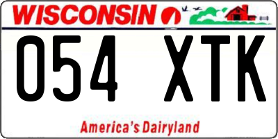 WI license plate 054XTK