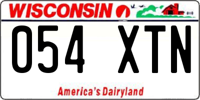 WI license plate 054XTN