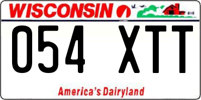 WI license plate 054XTT