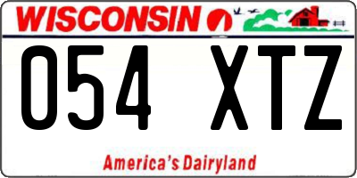 WI license plate 054XTZ