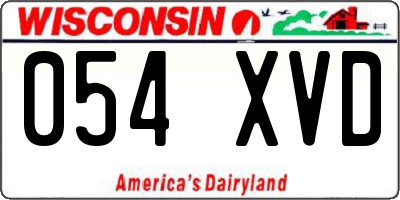 WI license plate 054XVD