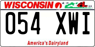 WI license plate 054XWI
