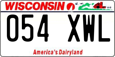 WI license plate 054XWL