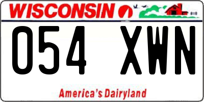 WI license plate 054XWN