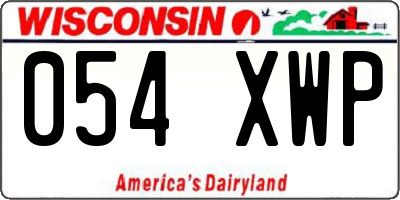 WI license plate 054XWP