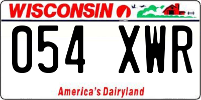 WI license plate 054XWR