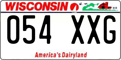 WI license plate 054XXG
