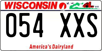 WI license plate 054XXS