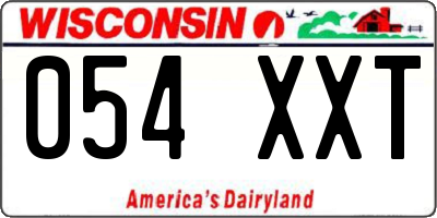 WI license plate 054XXT