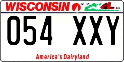 WI license plate 054XXY