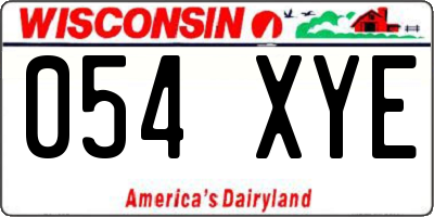 WI license plate 054XYE