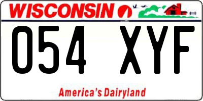 WI license plate 054XYF