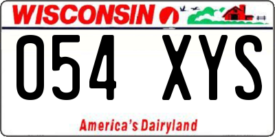 WI license plate 054XYS