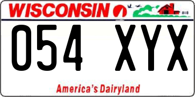 WI license plate 054XYX