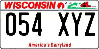 WI license plate 054XYZ