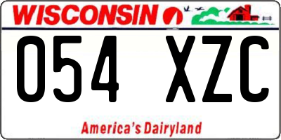 WI license plate 054XZC