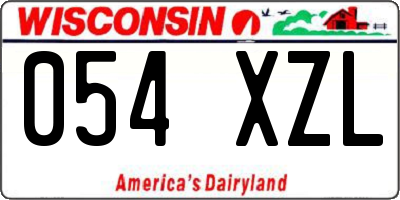 WI license plate 054XZL