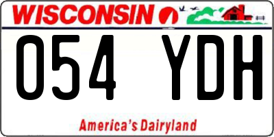WI license plate 054YDH