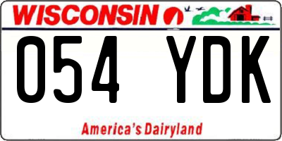 WI license plate 054YDK