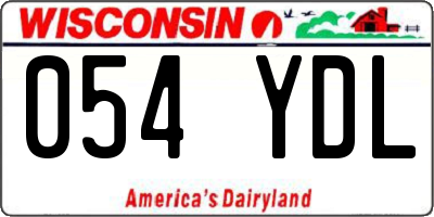 WI license plate 054YDL