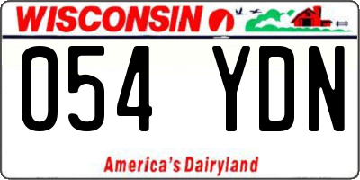 WI license plate 054YDN