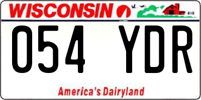 WI license plate 054YDR