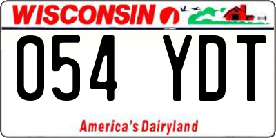 WI license plate 054YDT