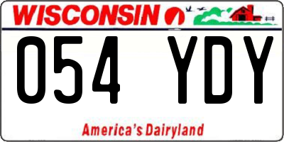 WI license plate 054YDY