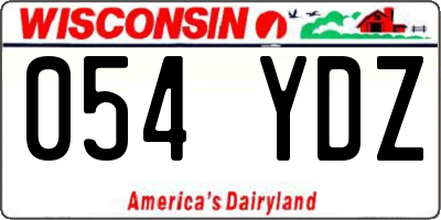 WI license plate 054YDZ