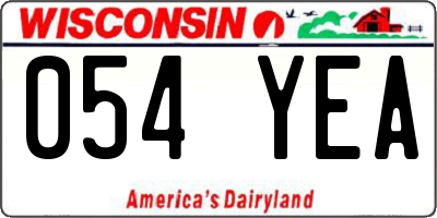 WI license plate 054YEA