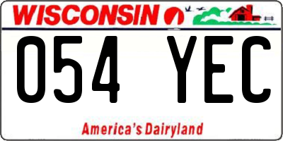 WI license plate 054YEC