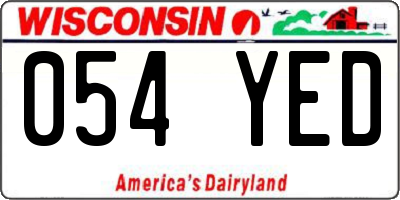 WI license plate 054YED