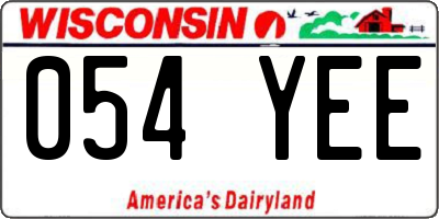 WI license plate 054YEE