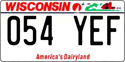 WI license plate 054YEF