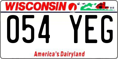WI license plate 054YEG