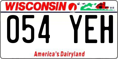 WI license plate 054YEH