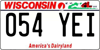 WI license plate 054YEI