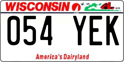 WI license plate 054YEK
