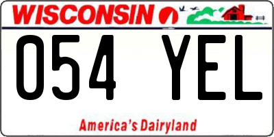 WI license plate 054YEL