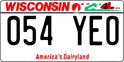 WI license plate 054YEO