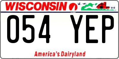 WI license plate 054YEP