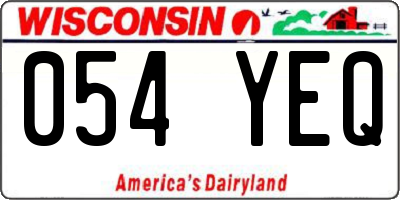 WI license plate 054YEQ
