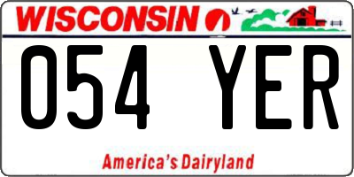 WI license plate 054YER