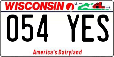 WI license plate 054YES
