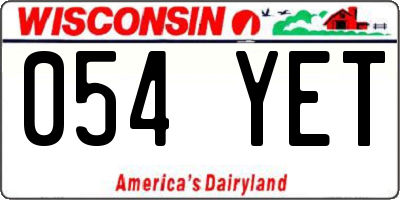 WI license plate 054YET