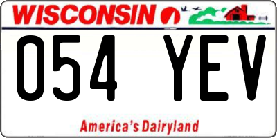WI license plate 054YEV