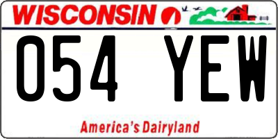WI license plate 054YEW